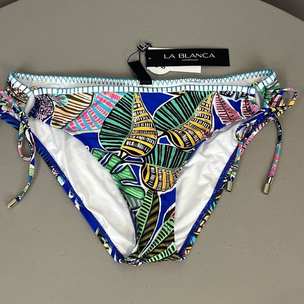 La Blanca Neon Nights Side Tie Hipster Bikini Bottoms Size 12 NWT Tropical‎